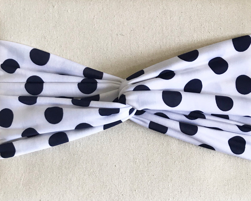 Navy Polka Dot Turban