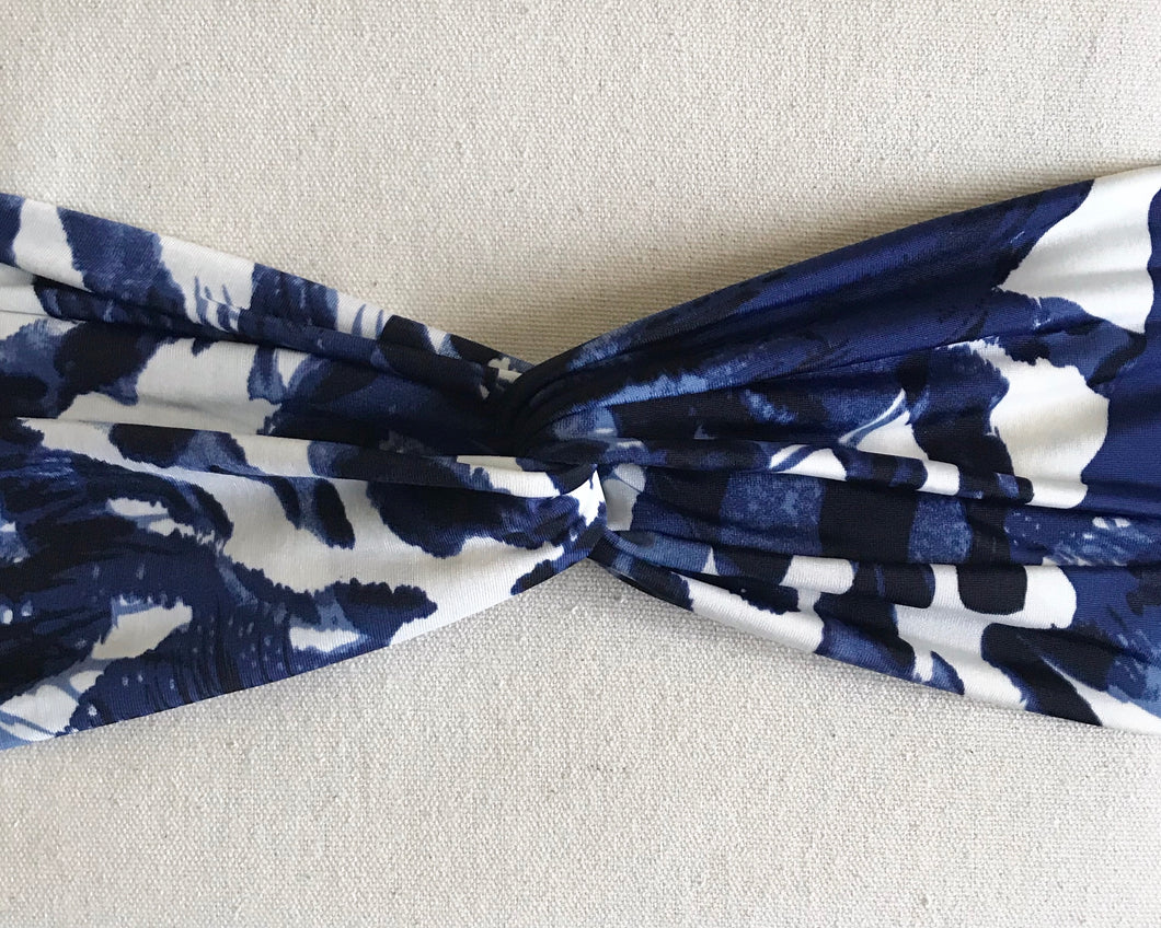 Navy Zebra Turban