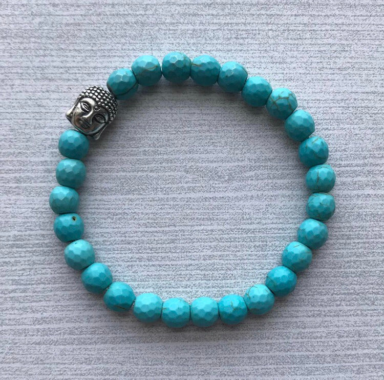 Turquoise & Silver Buddha Bracelet